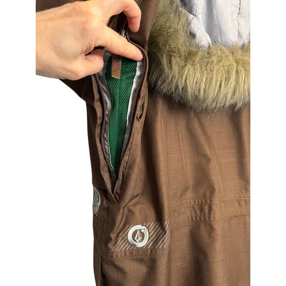 Volcom Women’s Snowboard Jacket & Pants Set Small Brown Y2K Vintage - Picture 13 of 15